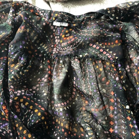 SAKS FIFTH AVE Floral Mesh Button-down Blouse - Picture 14 of 14